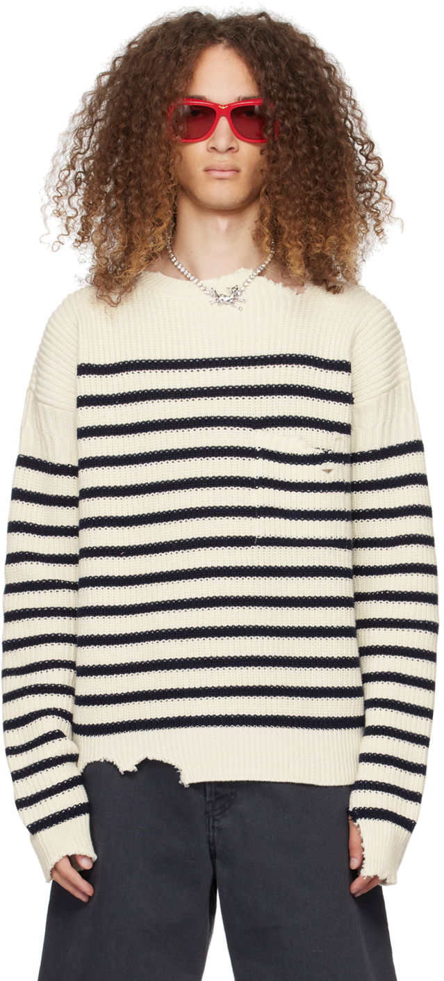 Sveter Marni Striped Sweater Biela | GCMG0360Q0 UFC532, 0