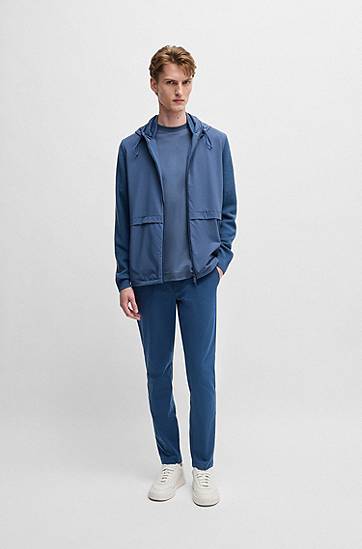 Tričko BOSS Cotton Blend T-Shirt with Tonal Pocket Modrá | 50531523, 1