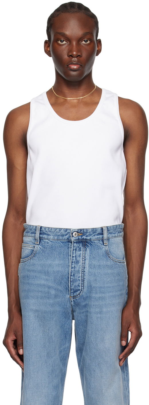 Tielko Bottega Veneta Rib Tank Top Biela | 715042 V2I50, 0