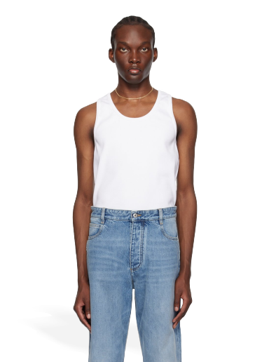Tielko Bottega Veneta Rib Tank Top Biela | 715042 V2I50