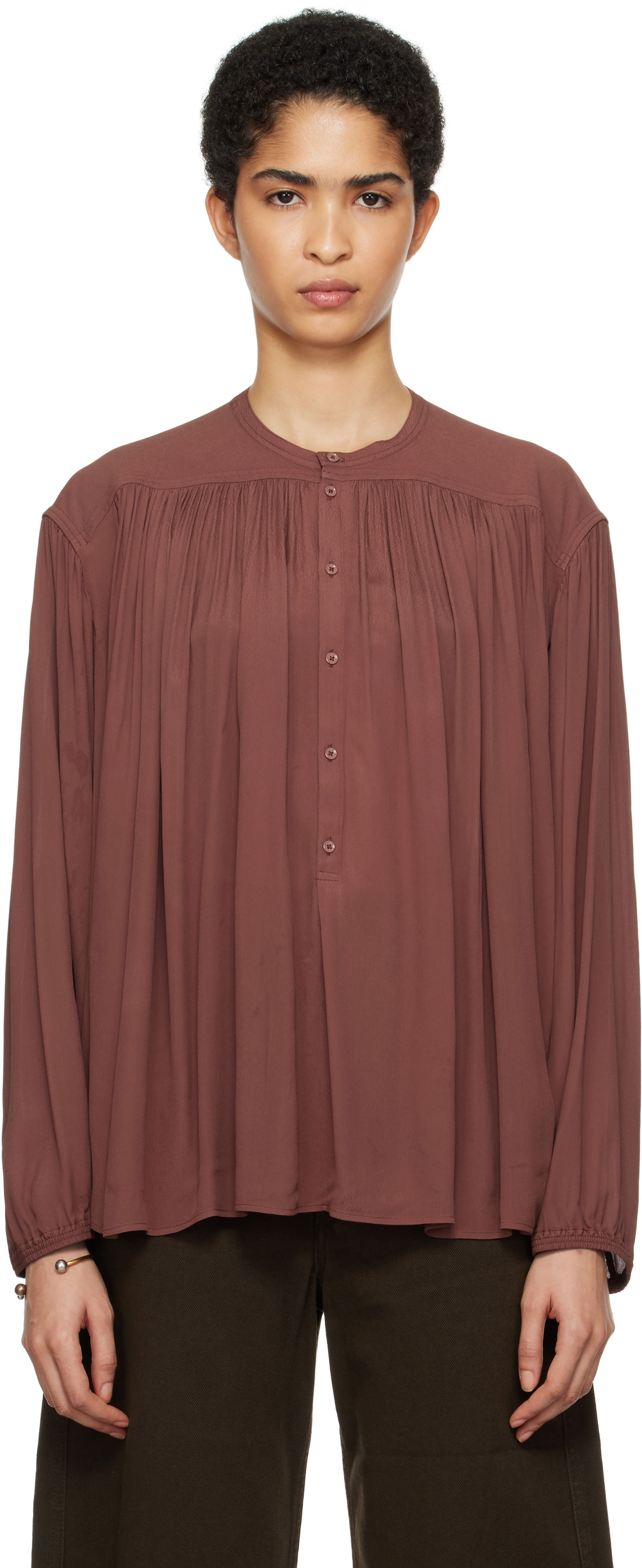 Lemaire Gathered Long Sleeve Blouse
