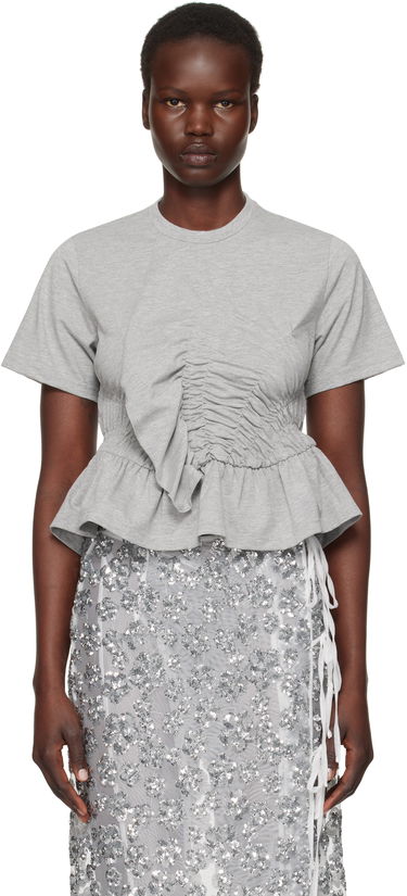 Tričko Cecilie Bahnsen Cecilie Bahnsen Ace Ruched Peplum T-Shirt Šedá | 4.24RTW11001 ACE TOP, 0