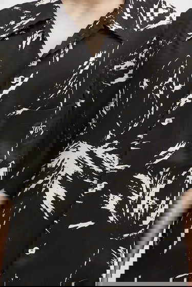 Košeľa Wales Bonner Wales Bonner Highlife Bowling Relaxed Fit Classic Collar Short Sleeve Abstract Print Shirt Čierna | MS25SH08.VI05.9900, 3