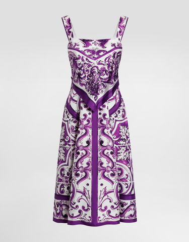 Šaty Dolce & Gabbana Dolce & Gabbana Majolica Print Silk Twill Dress Fialová | F6TZBTHI1T1HP5DQ, 0