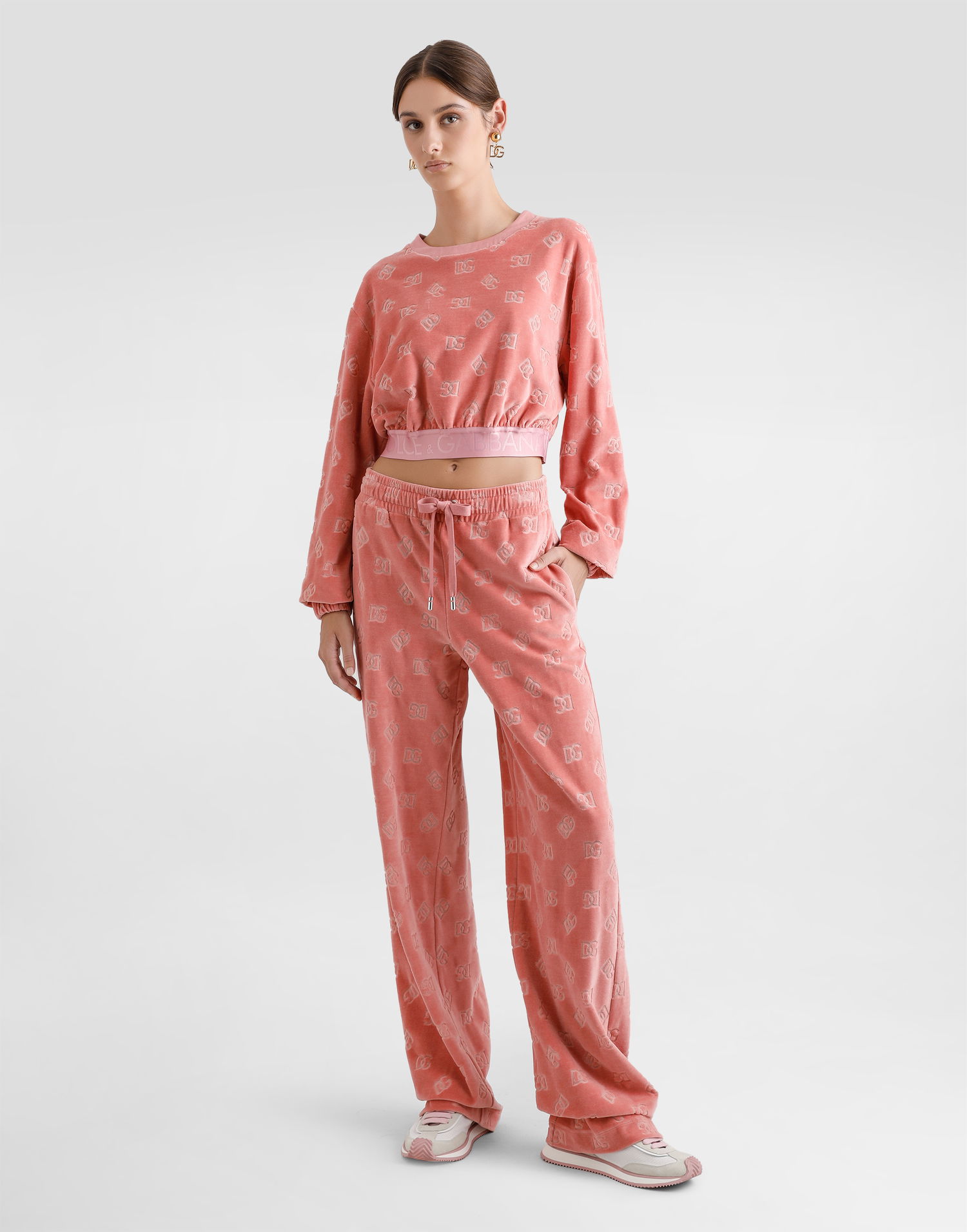 Tepláky Dolce & Gabbana Dolce & Gabbana Jacquard Chenille Jogging Pants with DG Logo Ružová | FTCYYTFJ7DLF0473, 1