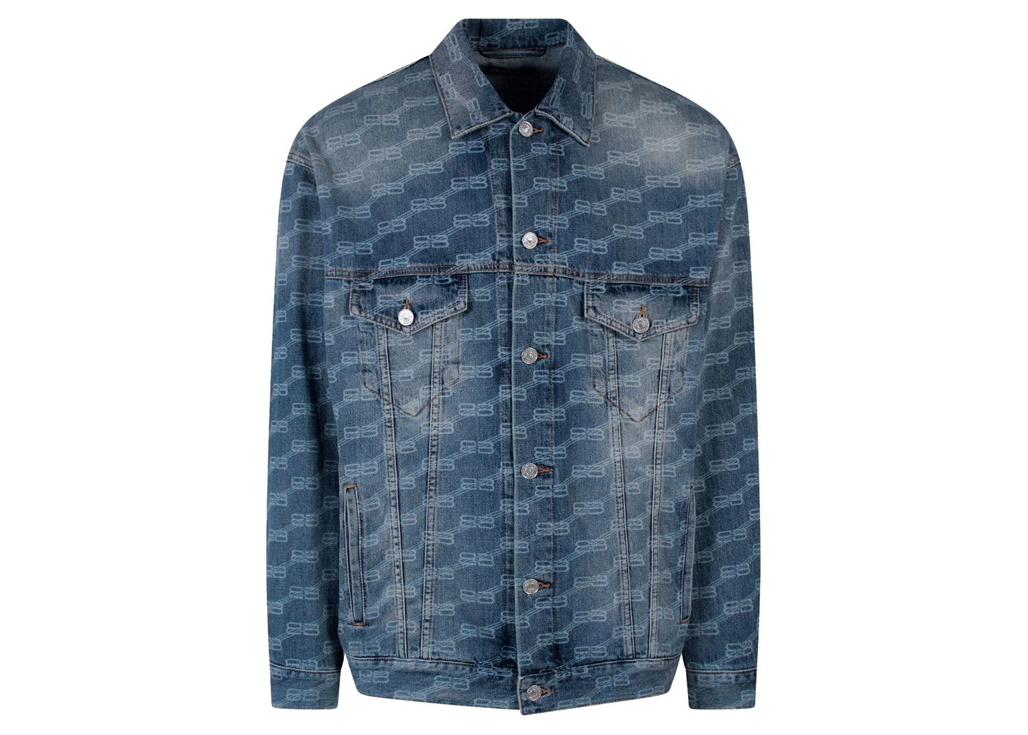 Bunda Balenciaga BB Monogram Denim Jacket Navy | 675208TMW37#4437, 0