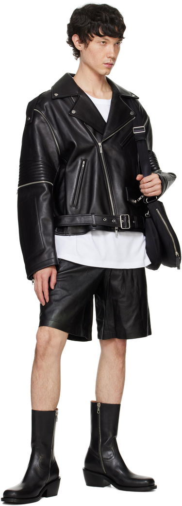 Šortky Helmut Lang Zip Bomber Leather Shorts Čierna | O04HW210, 3