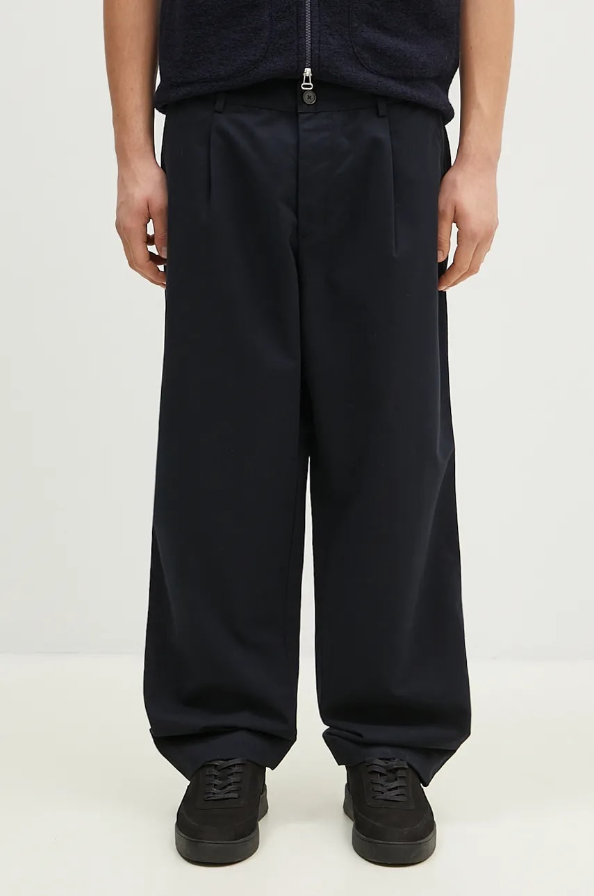 Nohavice Universal Works Universal Works Pleated Trousers Navy | 31149.NAVY, 0
