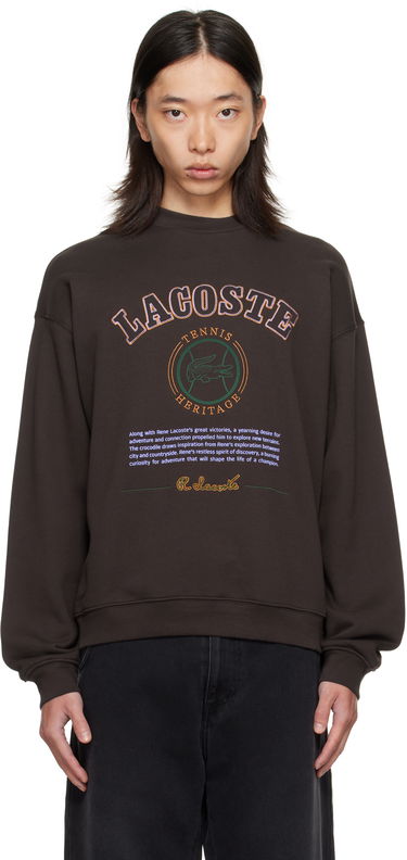 Mikina Lacoste Embroidery Fleece Heritage Sweatshirt Hnedá | SH5888_SKB, 0