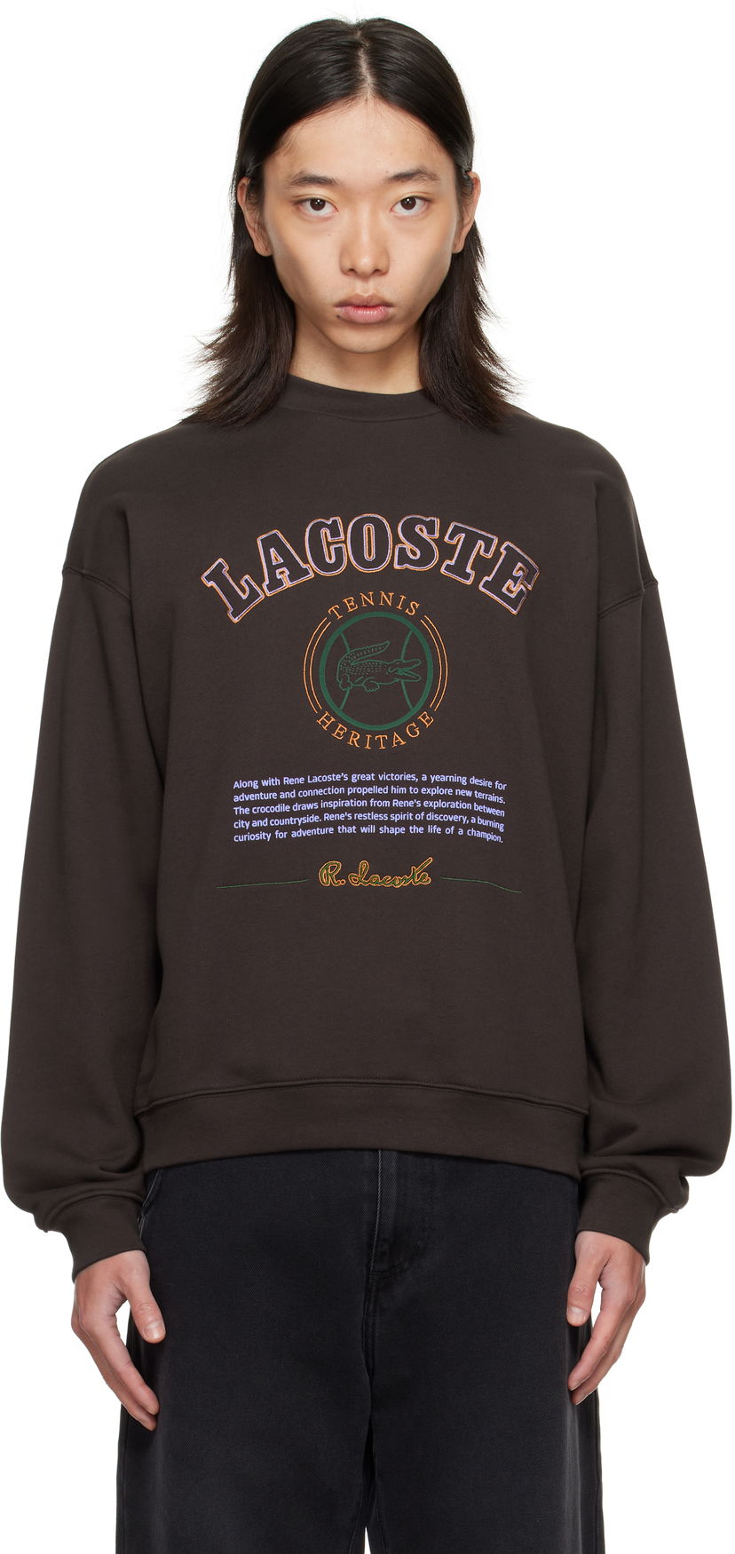 Mikina Lacoste Embroidery Fleece Heritage Sweatshirt Hnedá | SH5888_SKB
