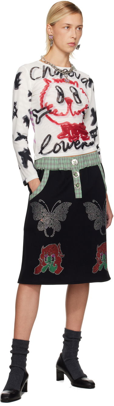 Sukňa Chopova Lowena Chopova Lowena Quimby Plaid-Trim Beaded Midi Skirt Čierna | 3276, 3