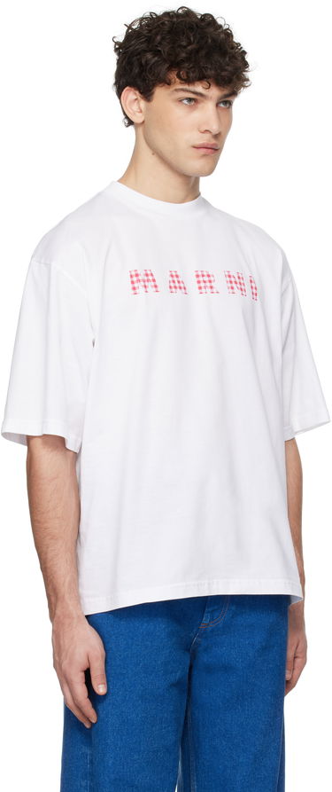 Tričko Marni Marni Checked Logo T-Shirt Biela | HUMU0223GP USCX52, 1
