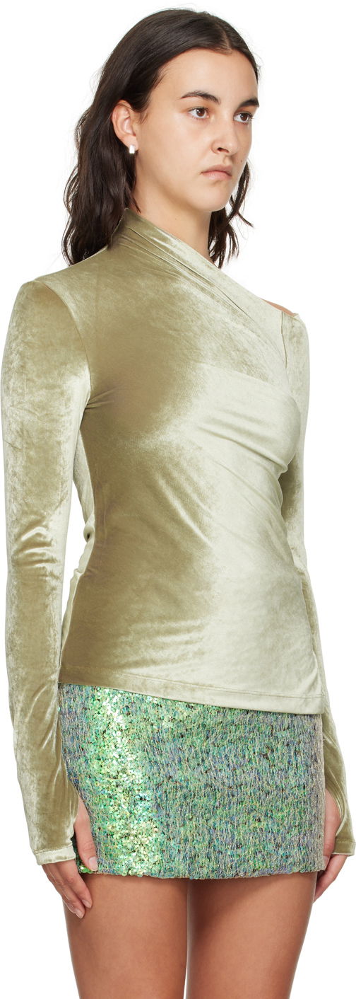 Helmut Lang Asymmetrical Velvet Long Sleeve Top