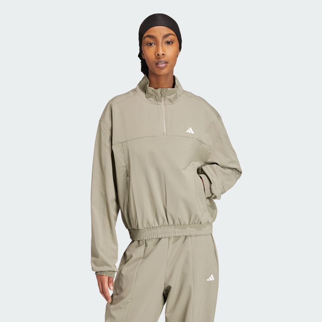 Mikina adidas Performance Train Essentials Woven Quarter-Zip Track Jacket Zelené | IX1028, 0
