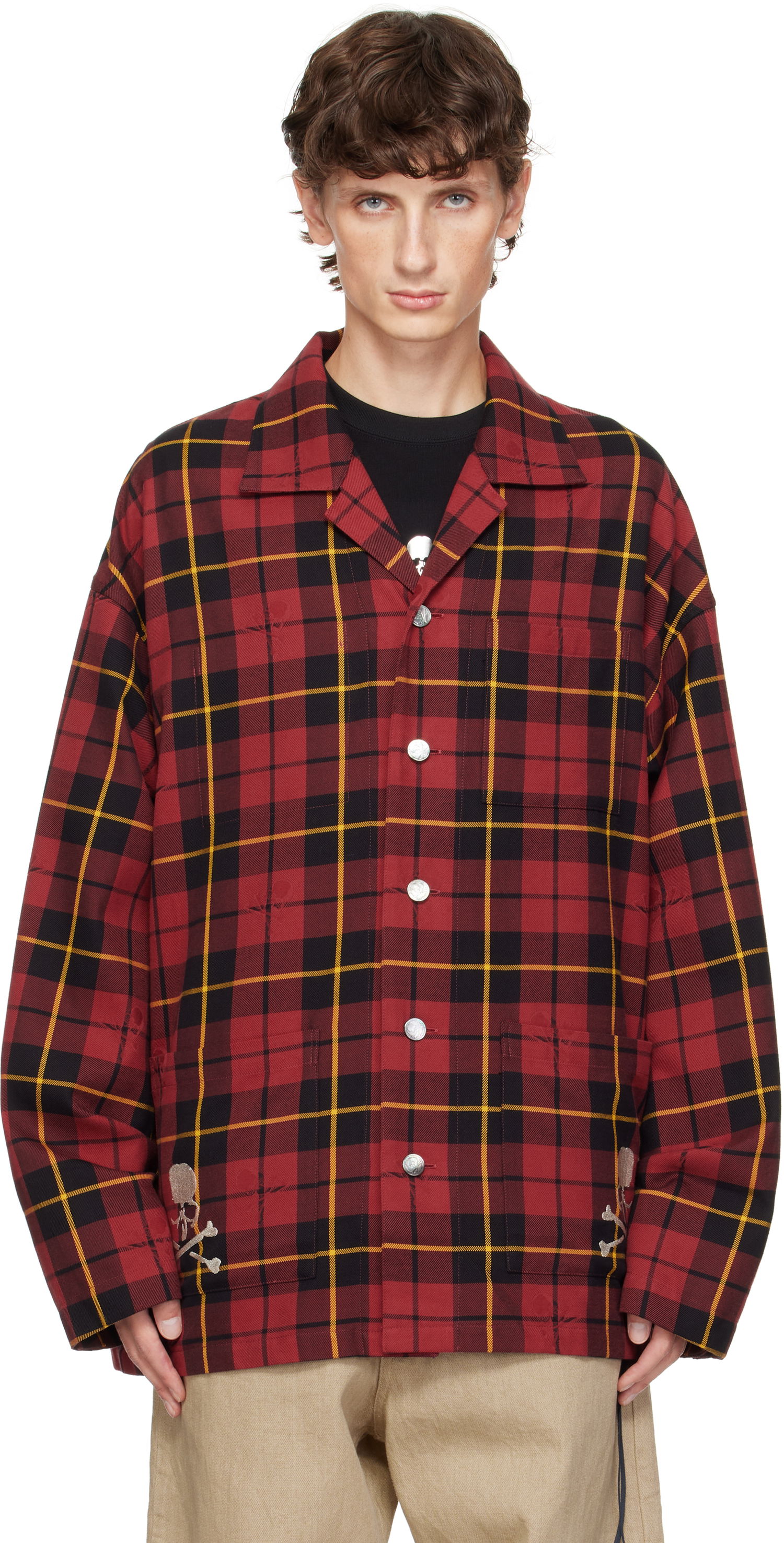 Košeľa Mastermind WORLD Plaid Shirt Jacket Červená | MW24S13-SH005-021, 0