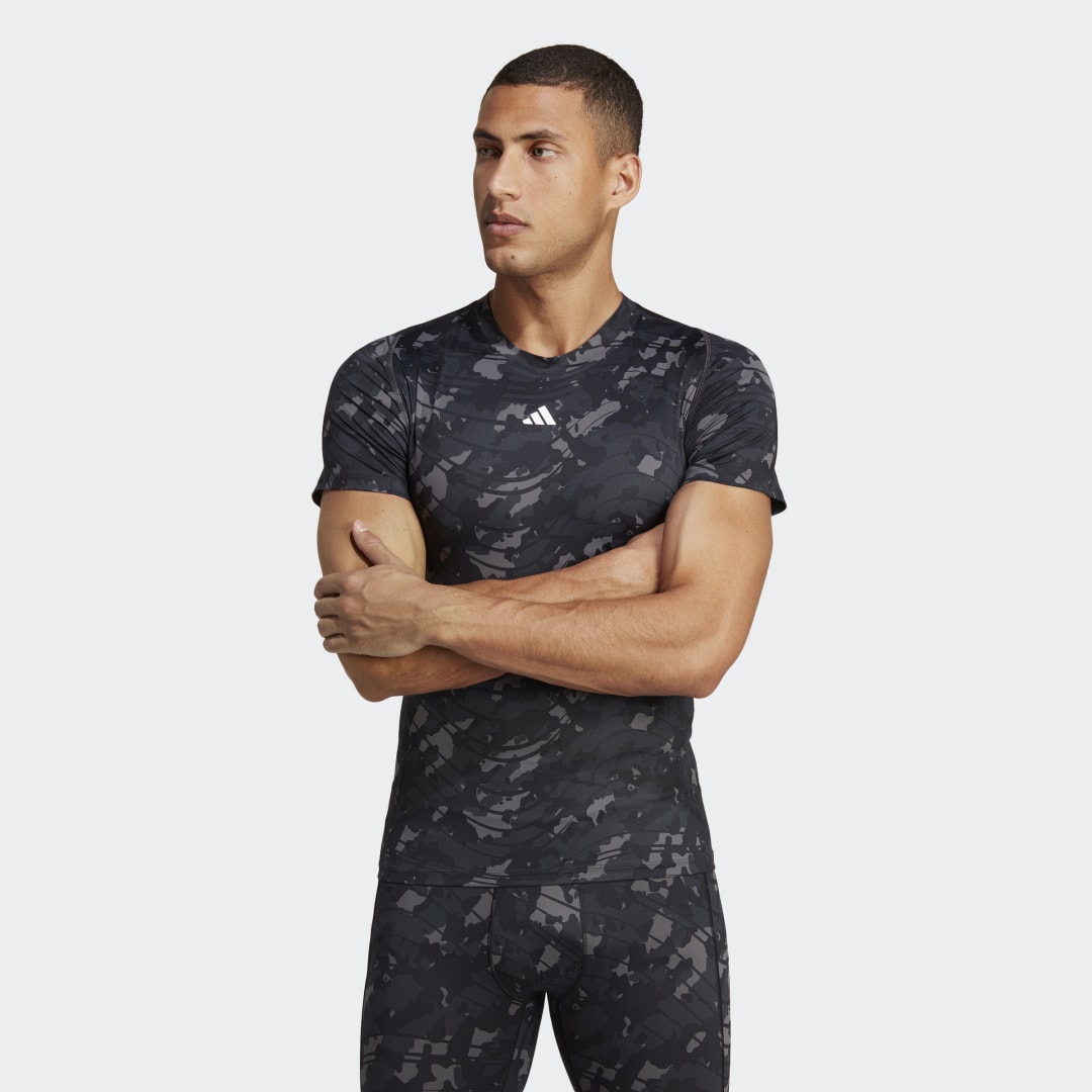 Tričko adidas Originals Techfit Allover Print Training Čierna | HS9811, 0