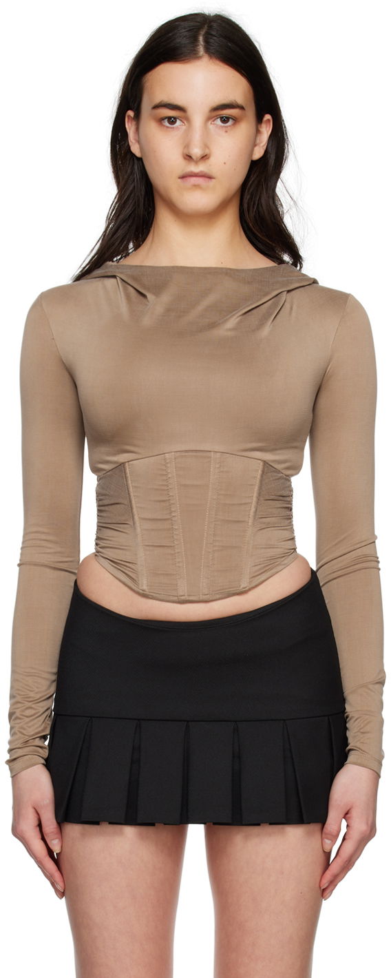 Tričko MISBHV Corset Long Sleeve Top Hnedá | 230W147, 0