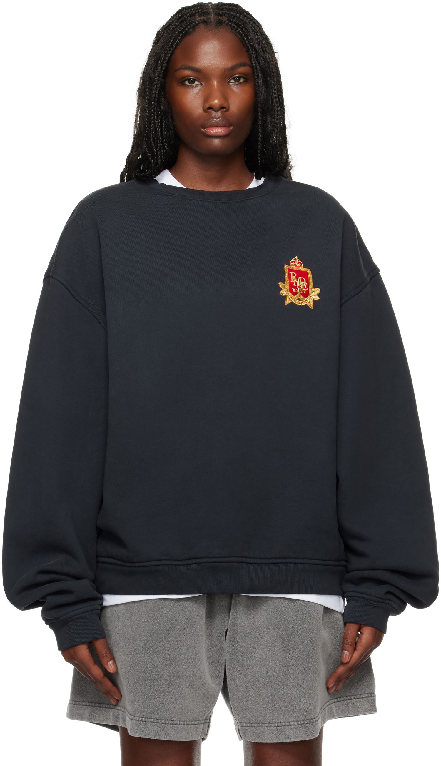 Mikina Rhude Crest Crewneck Sweatshirt Čierna | RHFW24ST01013, 0