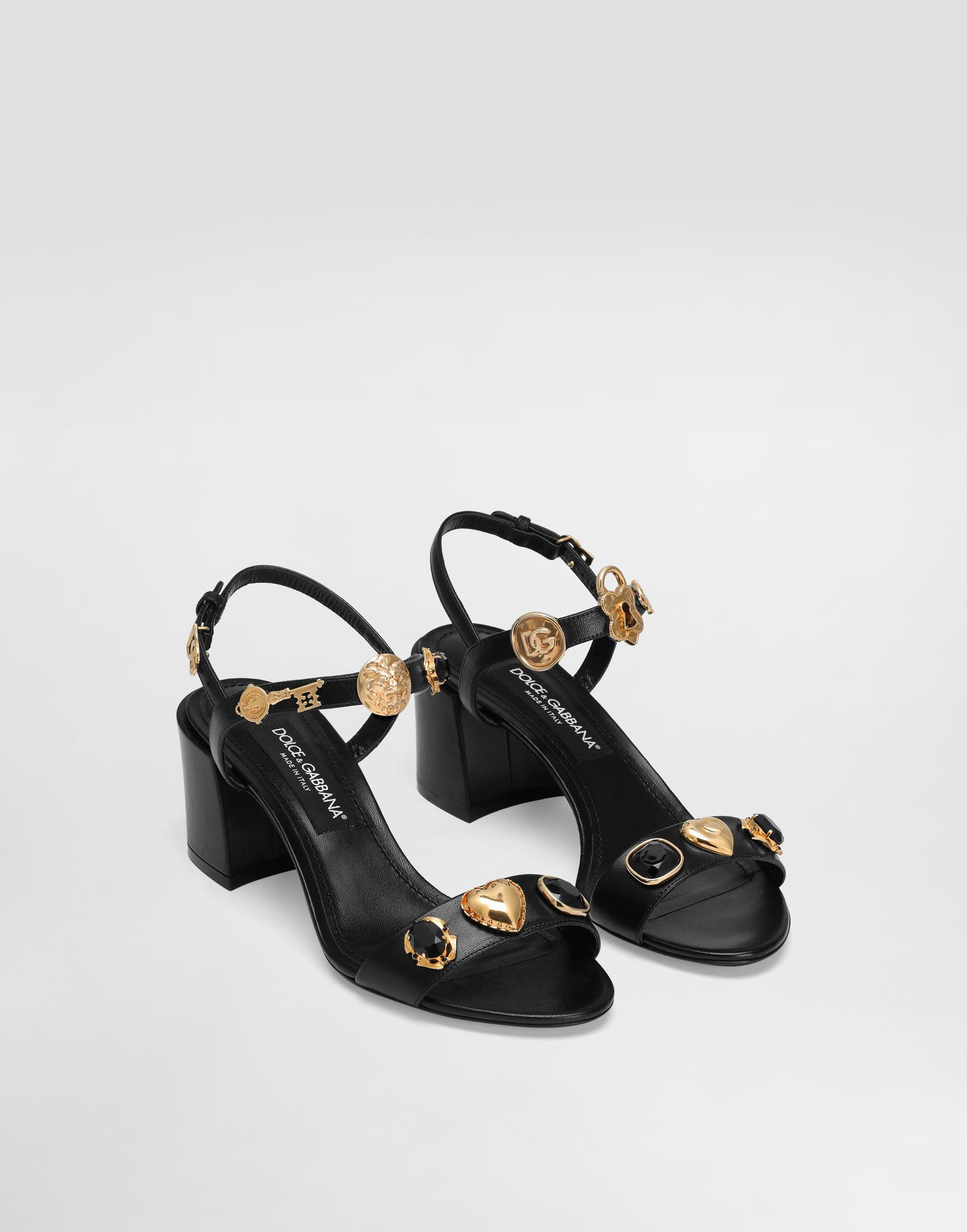 Doplnky Dolce & Gabbana Dolce & Gabbana Embroidered Jeweled Block Heel Sandals Čierna | CR1904AO03380999, 1