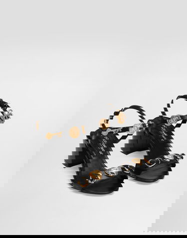 Doplnky Dolce & Gabbana Dolce & Gabbana Embroidered Jeweled Block Heel Sandals Čierna | CR1904AO03380999, 1