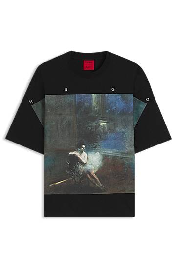 Tričko BOSS HUGO x apoh Oversized Ballerina Print T-Shirt Čierna | 50546007, 0