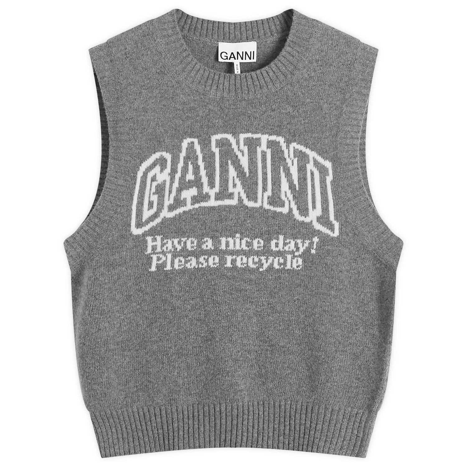 Sveter GANNI Wool Vest Frost Gray Šedá | K2308-523, 0
