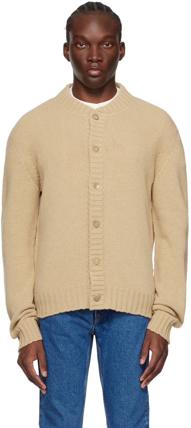 Sveter Palm Angels Embroidered Cardigan Béžová | PMHB025C99KNI0016101, 0