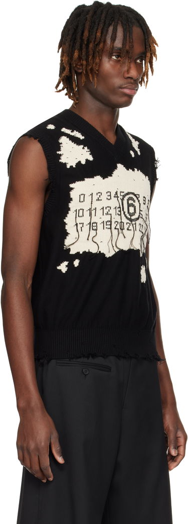 Sveter Maison Margiela MM6 Maison Margiela Distressed Knit Vest Čierna | SH0FB0009 M13081, 1