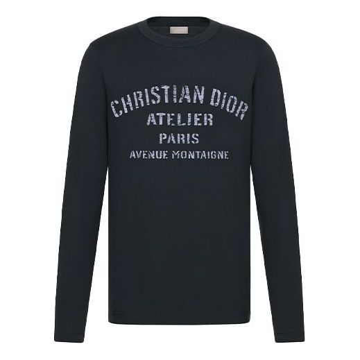 Tričko Dior Atelier Letter Print Long Sleeve T-Shirt Modrá | 043J611A0589-C589