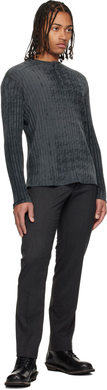 Tričko Diesel T-Ally-Pie Long Sleeve Patterned Ribbed Henley Šedá | A21589-0QKBU-02A, 3