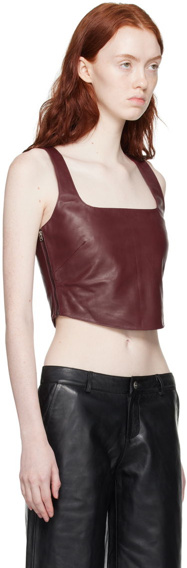 Tielko Miaou Miaou Zola Leather Tank Top Vínová | 7102RLUMB, 1