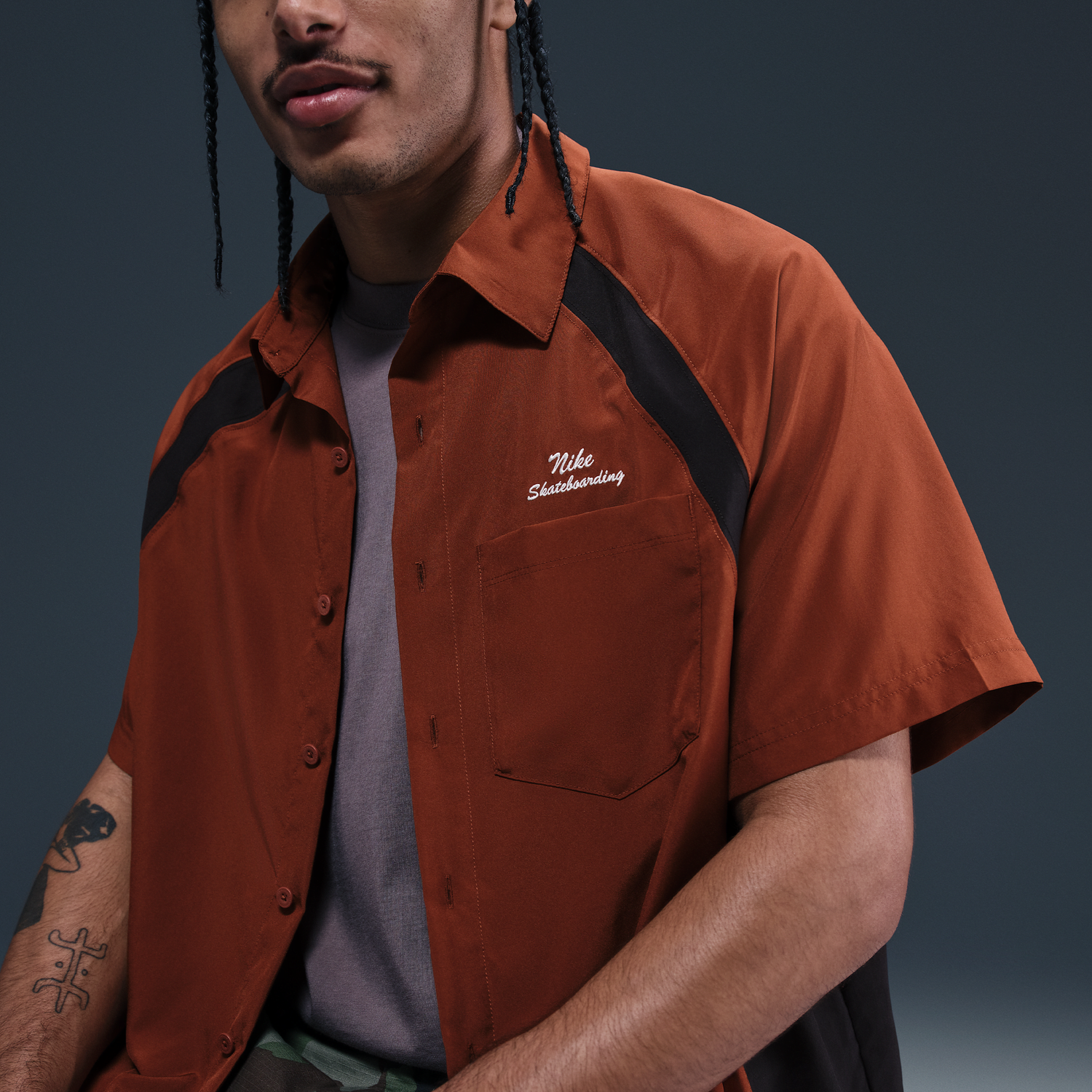 Košeľa Nike SB Nike SB Dri-FIT Woven Bowling Short Sleeve Shirt Hnedá | HJ2958-245, 1