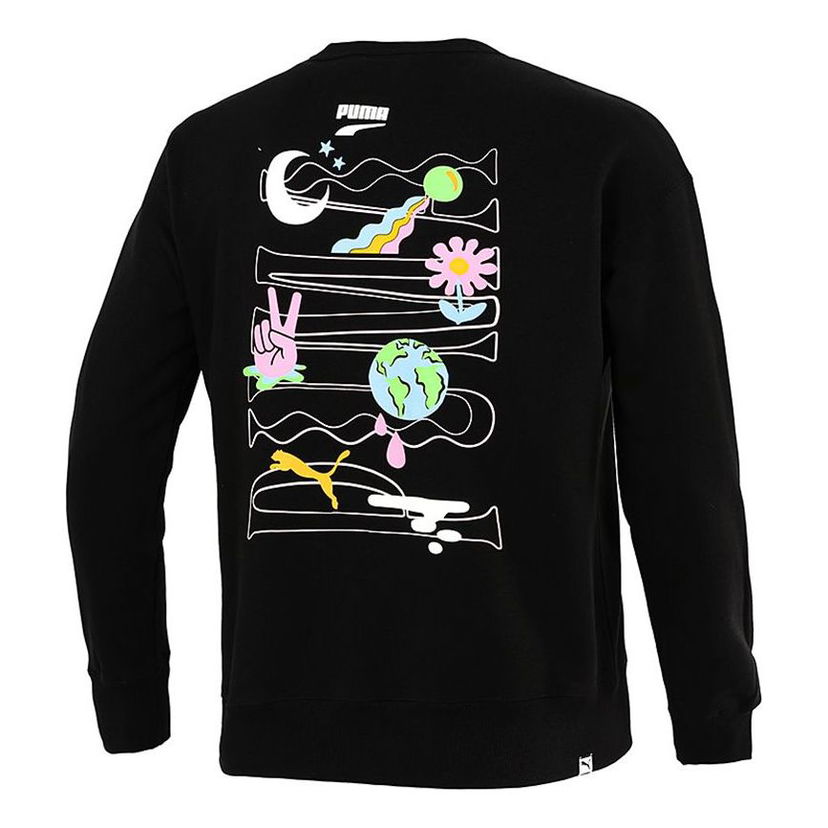 Sveter Puma Back Large Printing Training Pullover Čierna | 533037-01