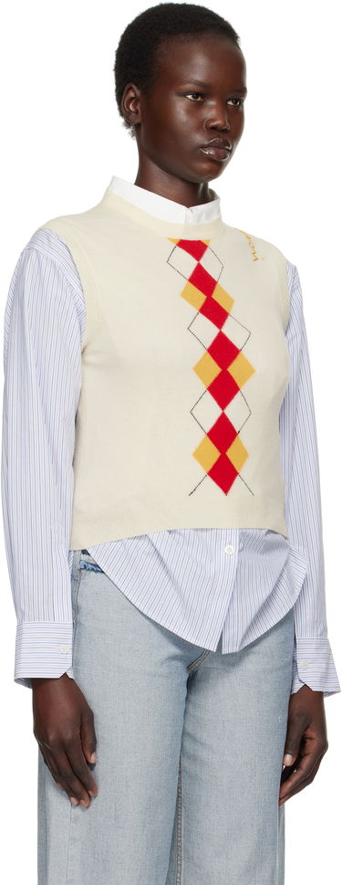 Sveter Marni Marni Argyle Knit Vest Biela | GCMD0591Q0 UFH546, 1