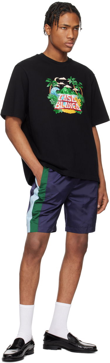 Šortky Casablanca Casablanca Pinstripe Laurel Track Shorts Navy | MS25-TR-273-01, 4