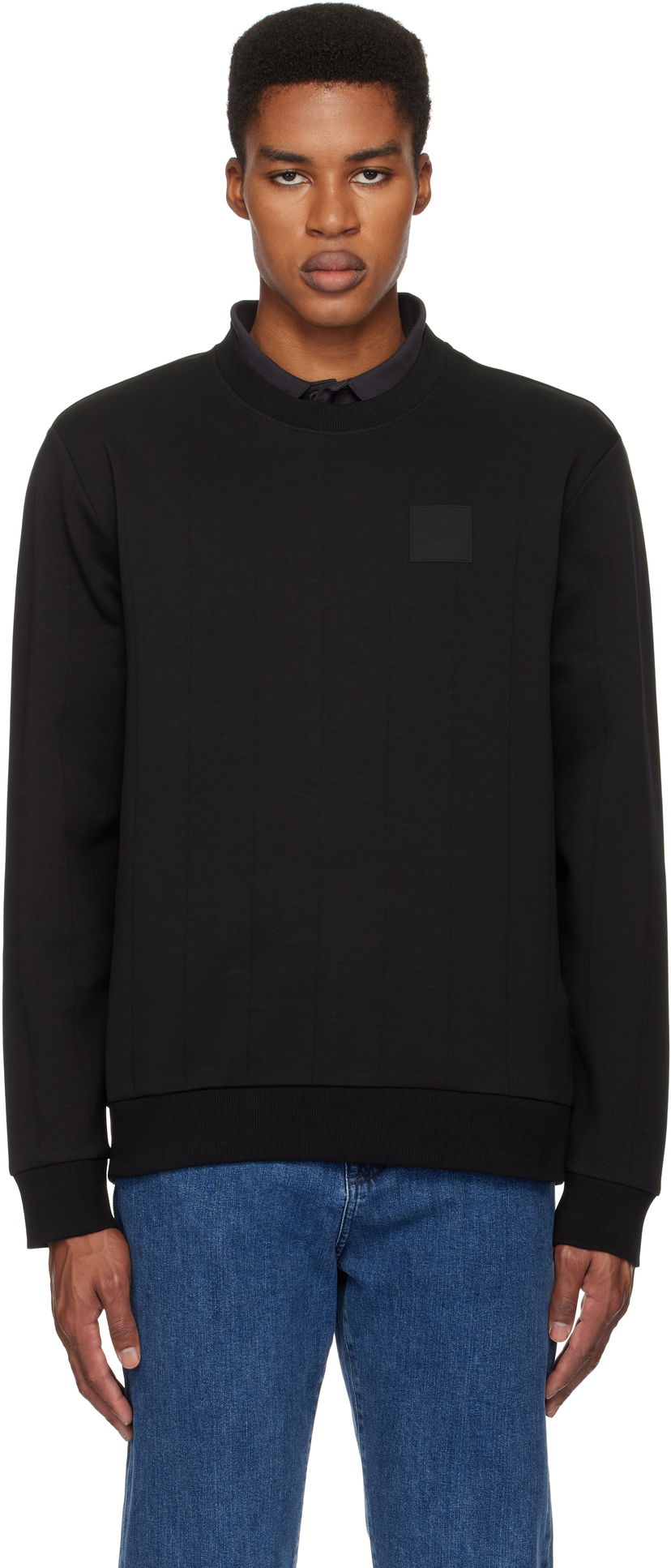 Mikina BOSS Drop Needle Black Sweatshirt Čierna | 50534193