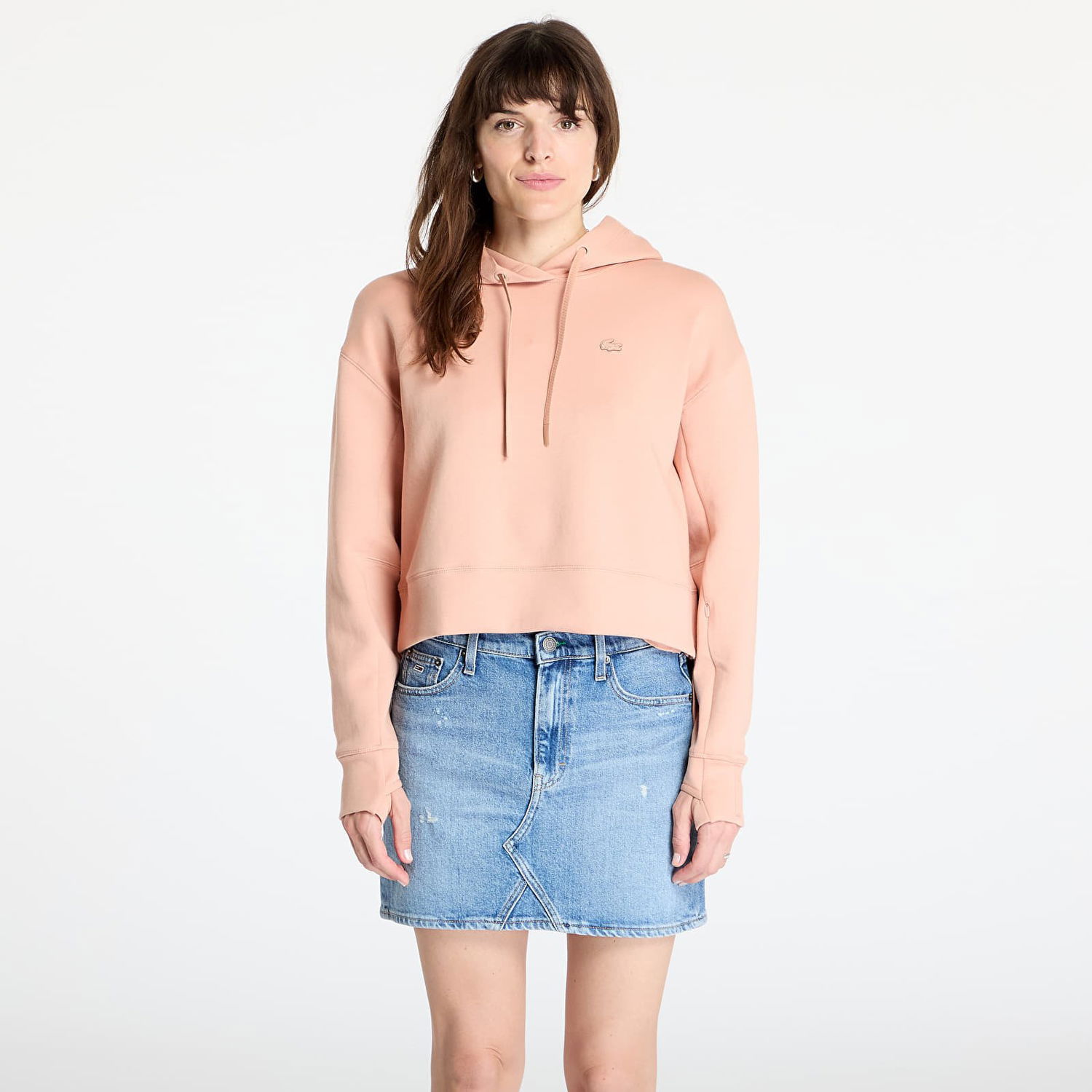 Mikina Lacoste LACOSTE Double Face Cropped Hoodie Ružová | SF0281 ZIH, 0