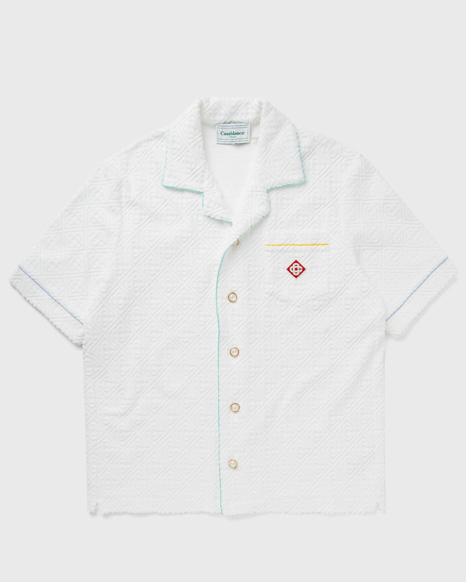 Košeľa Casablanca MENS MONOGRAM TOWELLING OPEN COLLAR SHIRT Biela | MPF24-SH-085-01, 0