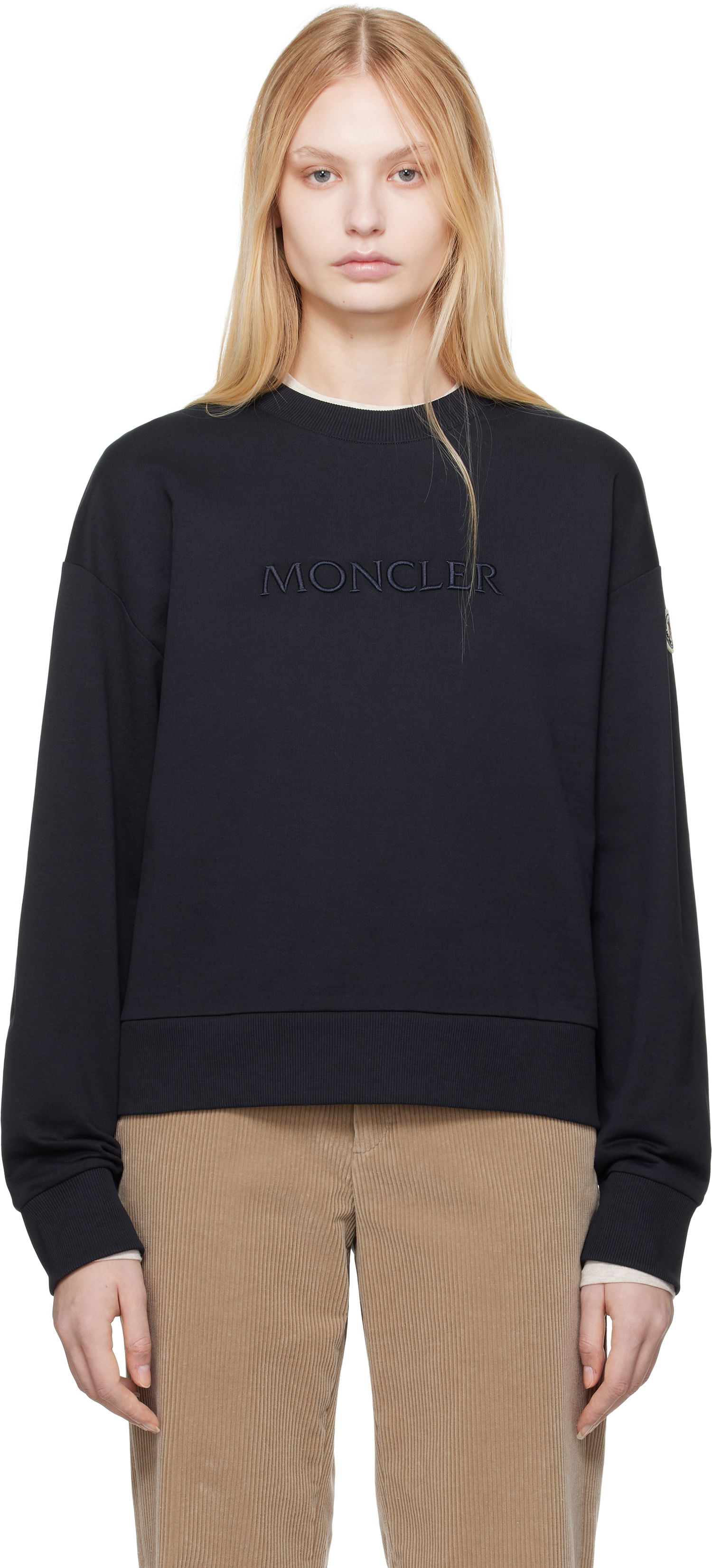 Sveter Moncler Moncler Embroidered Logo Sweatshirt Čierna | K10938G0001689A1K, 0