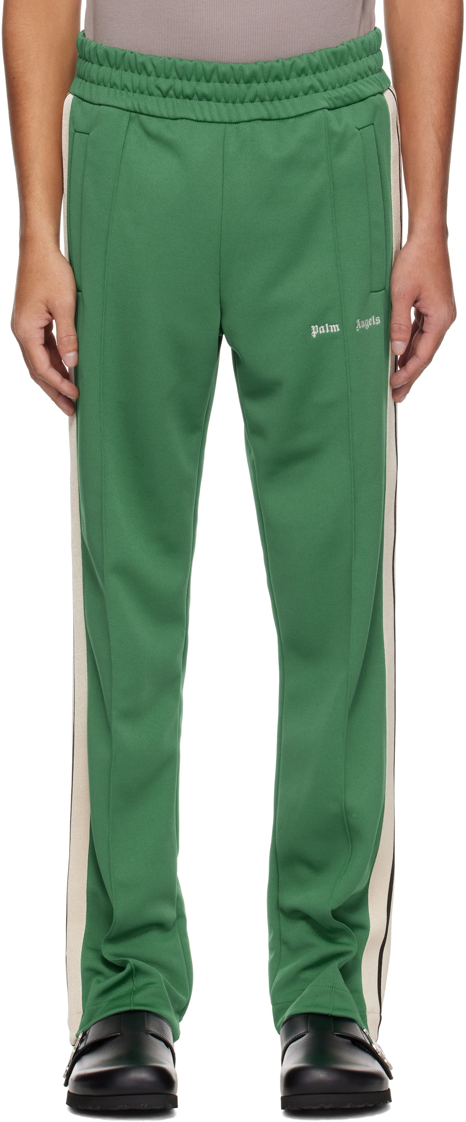 Tepláky Palm Angels Palm Angels Embroidered Logo Track Pants Zelené | PMCJ020S25FAB0015703, 0