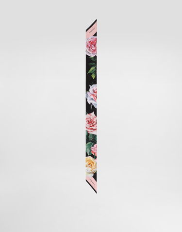 Šál Dolce & Gabbana Dolce & Gabbana Peony and Rose Print Twill Headscarf Čierna | FS215AGDCUNHH5IY, 1