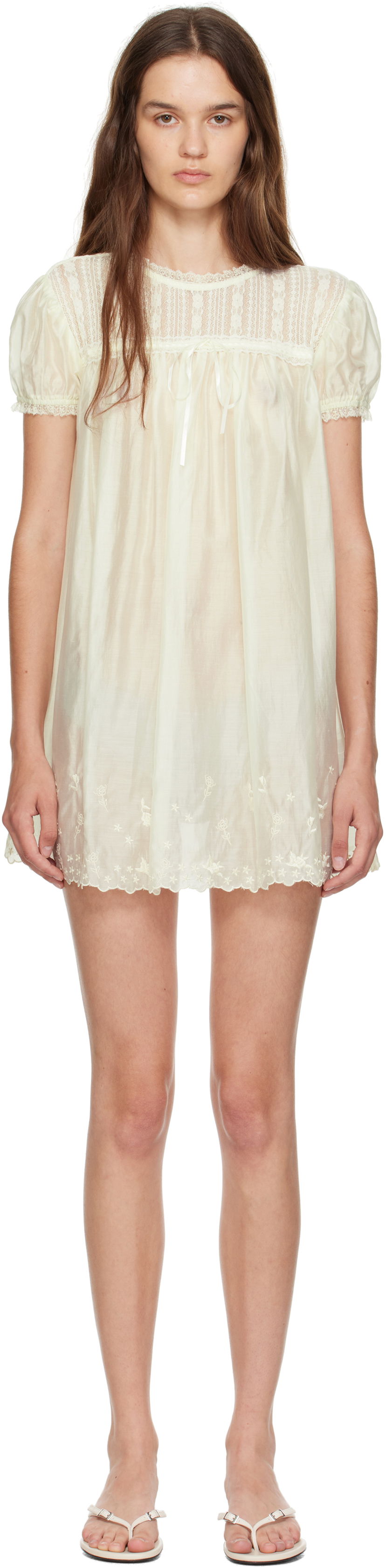 Šaty GUIZIO Guizio Aviva Lace Mini Dress Žltá | P25403W154