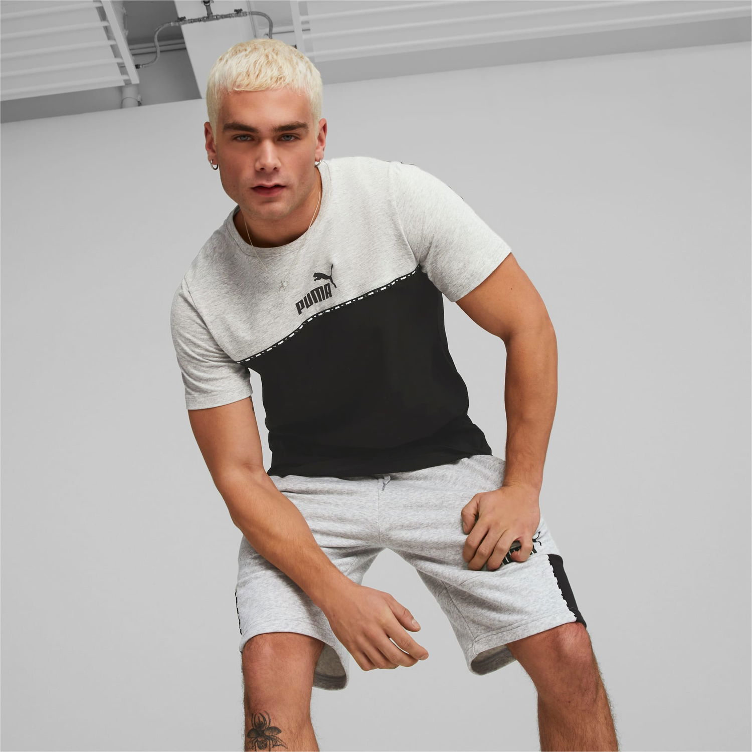Tričko Puma Color Block Short Sleeve T-Shirt Šedá | 673341_04, 1