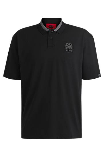 Polo tričko BOSS HUGO x RB Stretch-Cotton Polo Shirt Čierna | 50542748, 0