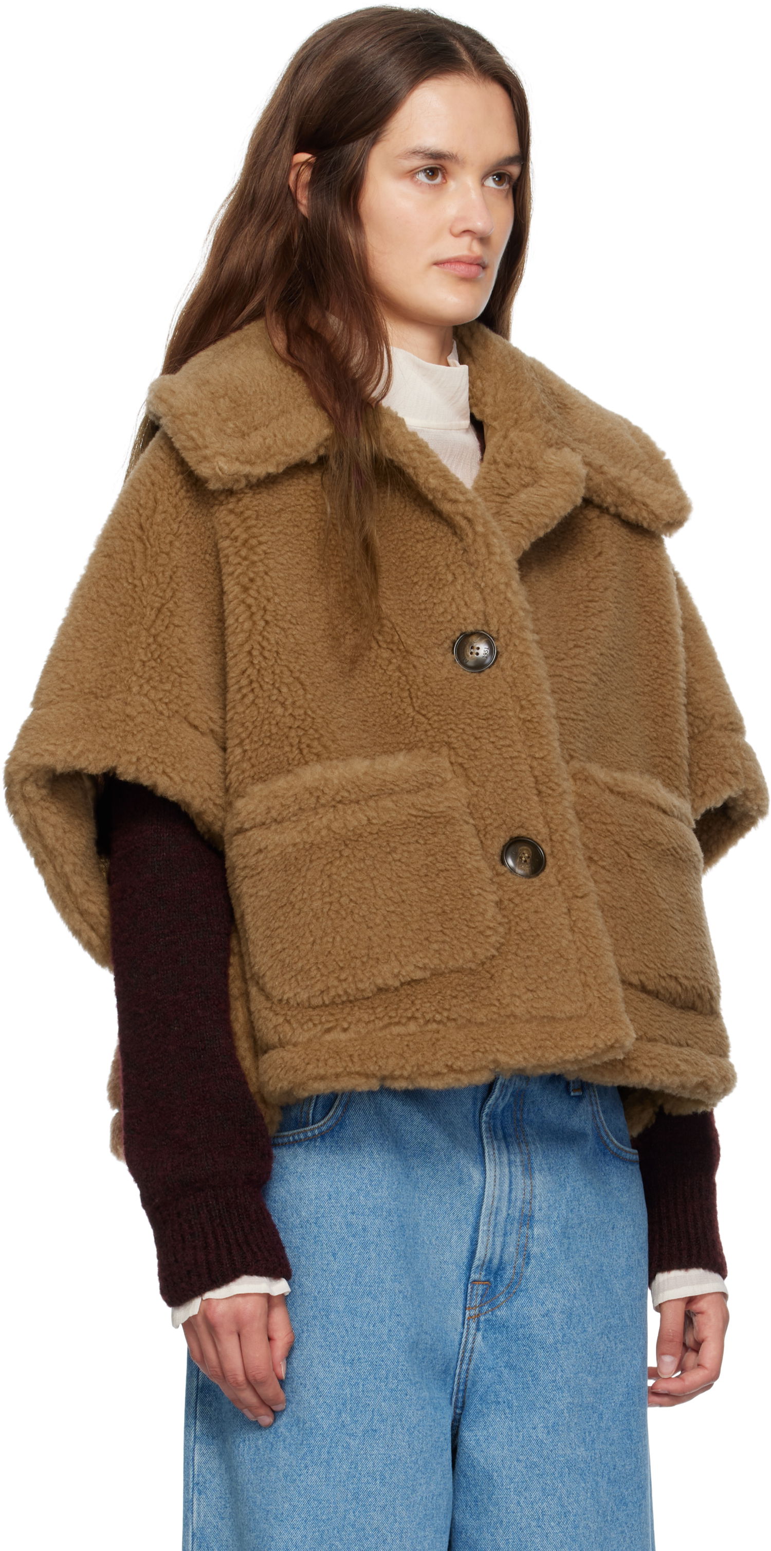 Bunda Max Mara Max Mara Newterzo1 Cropped Teddy Jacket Hnedá | 2524736022600, 1