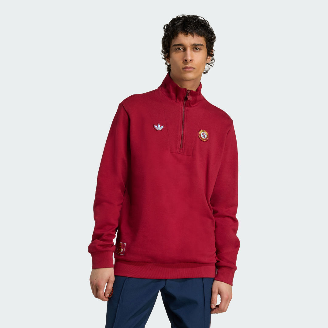 Mikina adidas Performance Aston Villa FC Terrace Icons Half-Zip Top Červená | JN0221, 0