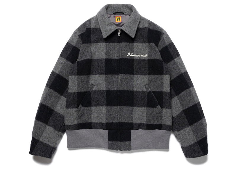 Bomber bunda Human Made Checked Wool-Blend Jacket Šedá | HM24JK019