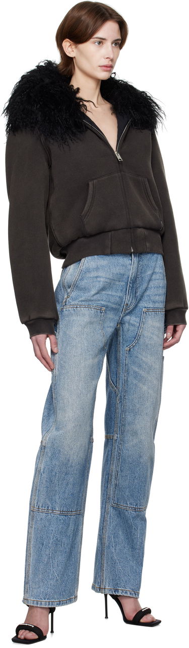 Mikina Alexander Wang Alexander Wang Faded Shearling Zip-Up Hoodie Čierna | 1CC1252596, 3