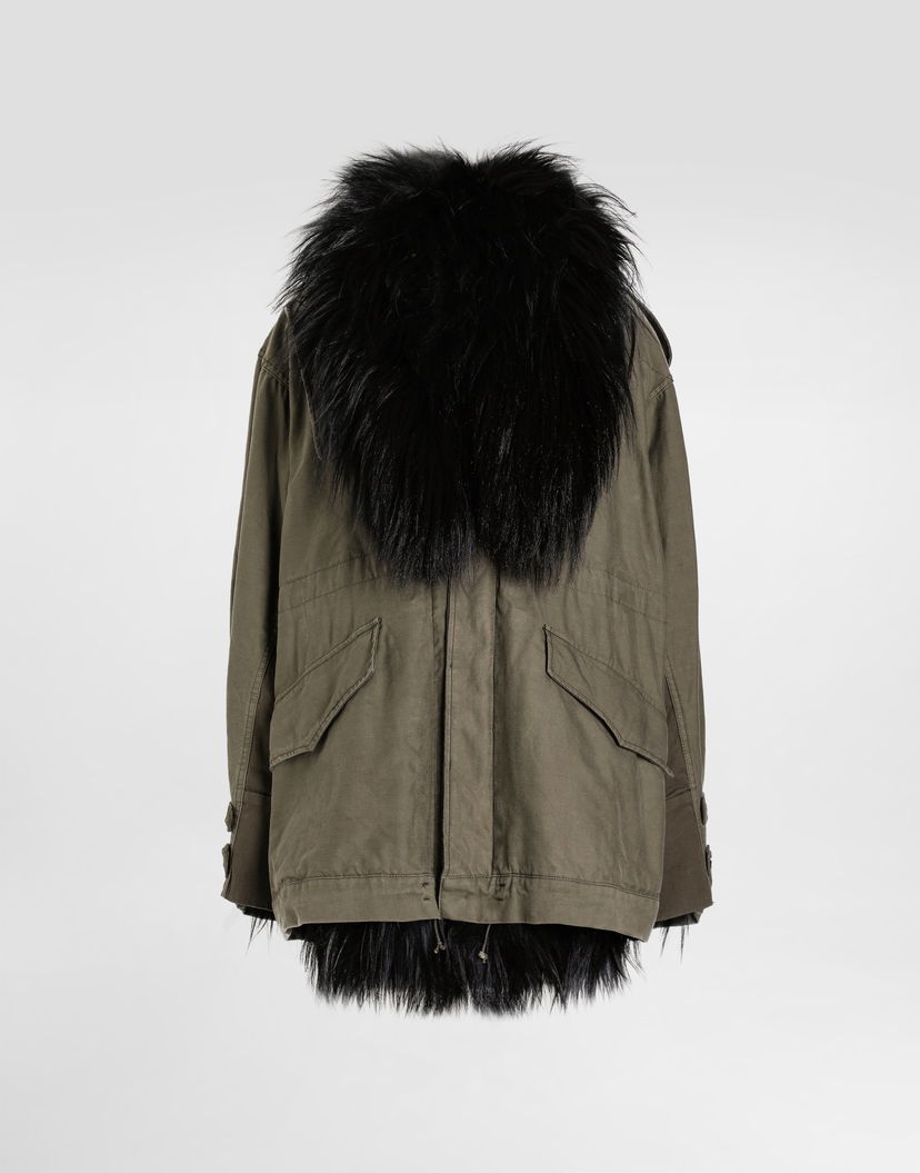 Parka Dolce & Gabbana Dolce & Gabbana Oversized Canvas Parka with Fur Zelené | F9U00ZGDDHQN0269