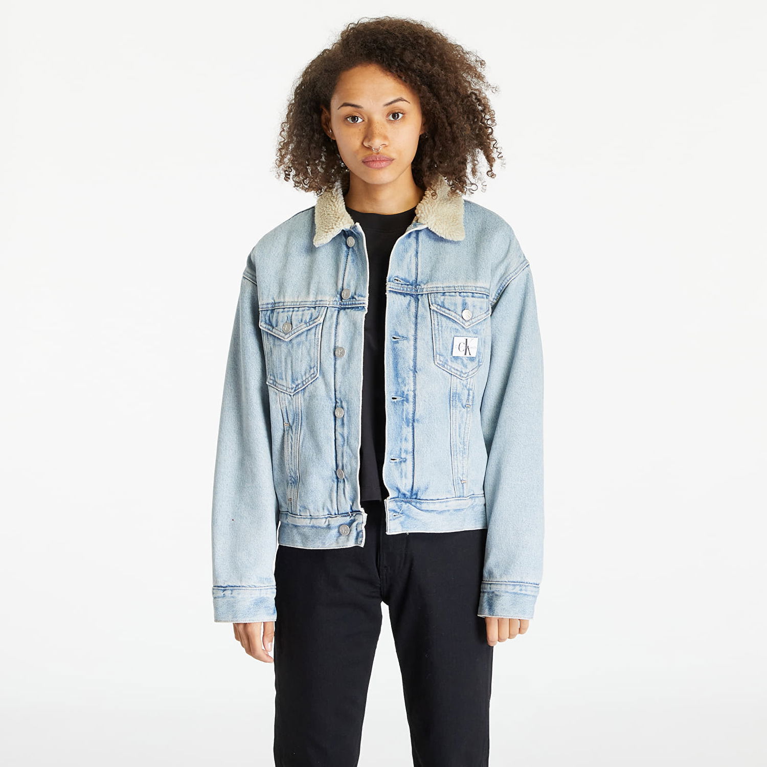 Bunda CALVIN KLEIN Sherpa Denim Jacket Modrá | J20J221847 1AA, 0